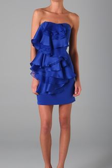 Notte By Marchesa Strapless Crepe Dress with Organza Ruffle - Lyst