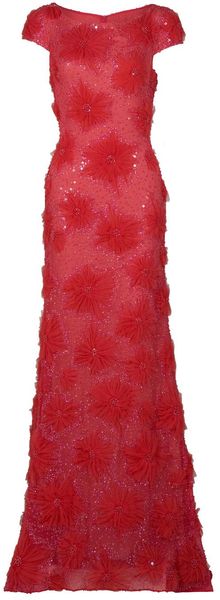 Naeem Khan Floral Tulle Gown - Lyst