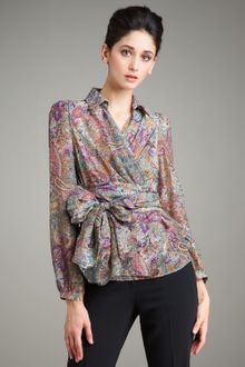 Etro Spread-collar Wrap Blouse - Lyst