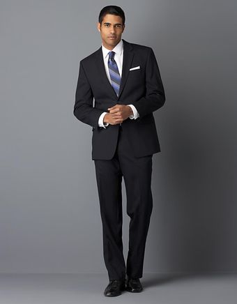 Calvin Klein Navy Solid Wool Suit - Lyst