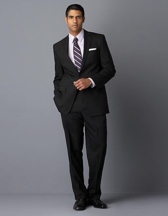 Calvin Klein Black Solid Wool Suit - Lyst