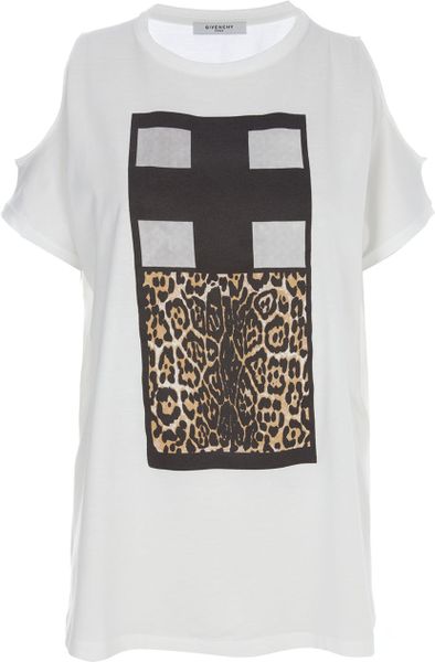 Givenchy Printed Cut Out Tshirt in White - Lyst