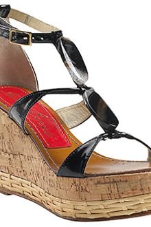 Paloma Barceló Vaini - Black Patent Leather Cork Wedge Sandal - Lyst