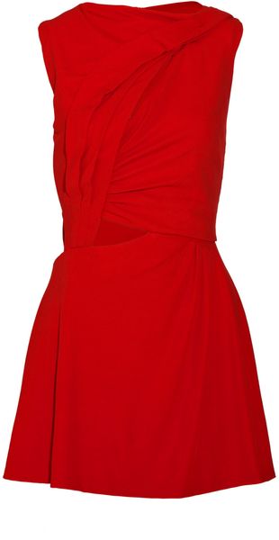 Halston Cutout Crepe Mini Dress - Lyst