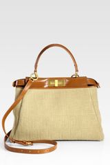 Fendi Linen Peekaboo Satchel