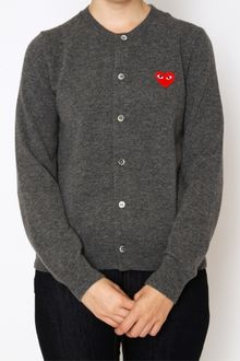Comme Des Garçons Play Grey Knitted Cardigan - Grey - Lyst