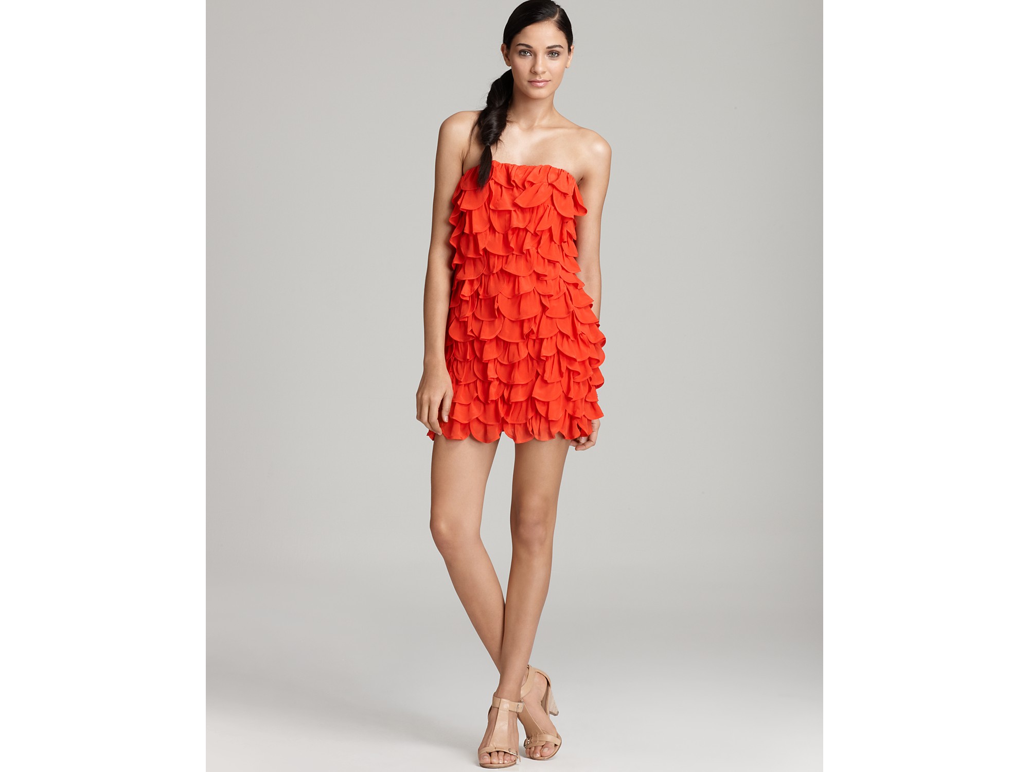 Leifsdottir Strapless Tiered Ruffle Dress In Red Strawberry Lyst