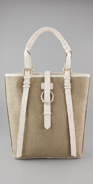 Nanette Lepore Straw Tote in Beige (champagne) - Lyst