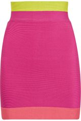 Hervé Léger Color-block High-waisted Mini Skirt