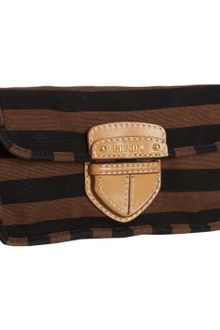 Prada Tobacco Stripe Canvas Covered Pushlock Clutch - Lyst