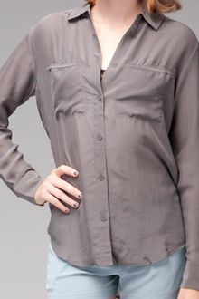 T By Alexander Wang Silk Chiffon Long Sleeve Shirt - Lyst