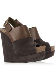 Pedro Garcia Chabela Suede and Leather Wedge Sandals - Lyst