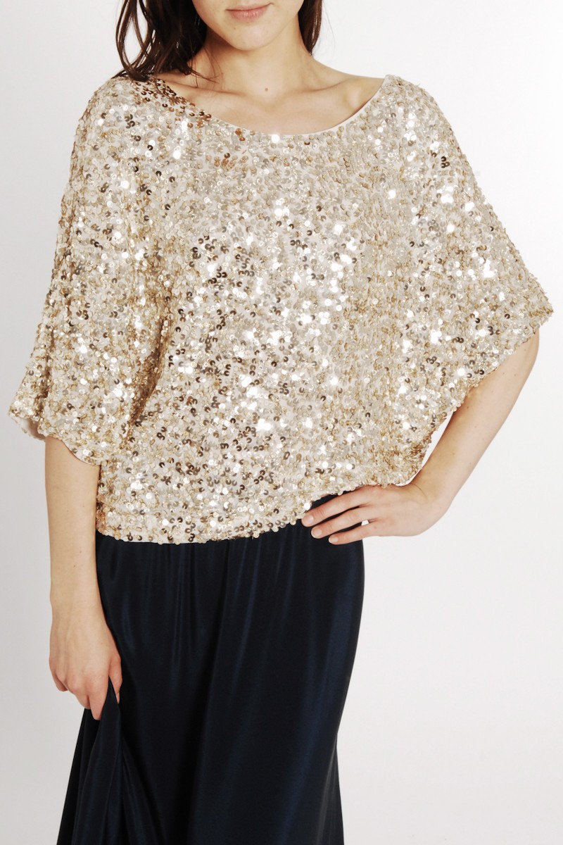 Vince Sequin Short Sleeve Top In Gold In Gold Lyst