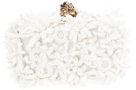 Alexander Mcqueen Skull Detail Clutch in White (ivory) - Lyst