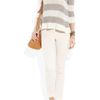 J.crew Fara Striped Silk and Linenblend Sweater in Gray (graphite) - Lyst
