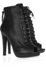 Miu Miu Lace-up Leather Ankle Boots