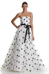 Oscar de la Renta Polka Dot Strapless Gown