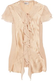 Philosophy di Alberta Ferretti Ruffled Chiffon and Silk-satin Blouse - Lyst