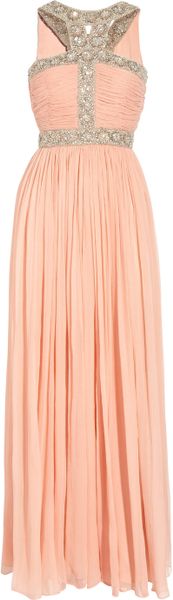 Rachel Gilbert Samara Embellished Silkchiffon Gown in Pink (silver) - Lyst
