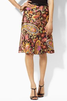 Lauren by Ralph Lauren Bacha Silk Habotai Paisley-print Skirt - Lyst