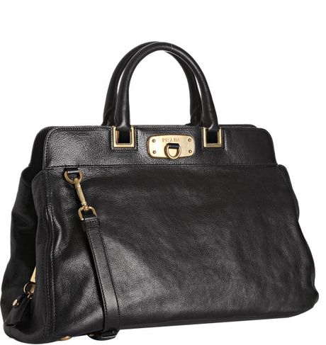 Prada Black Leather Convertible Top Frame Satchel in Black - Lyst