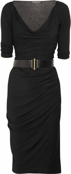 Donna Karan New York Cowl-neck Stretch-jersey Dress - Lyst