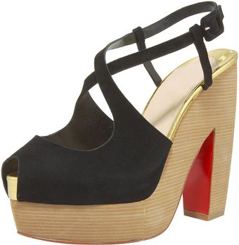 Christian Louboutin Suede Wooden-platform Sandal - Lyst
