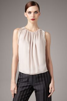 Giorgio Armani Plisse-detail Silk Blouse - Lyst
