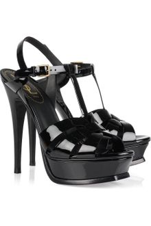 Yves Saint Laurent Tribute Patent-leather Sandals - Lyst