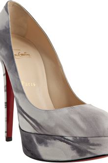 Christian Louboutin Off Black Printed Brushed Leather Bianca 140 Platform Pumps - Lyst