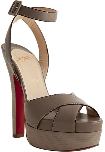 Christian Louboutin Taupe Leather Vivaeva 160 Platform Sandals - Lyst