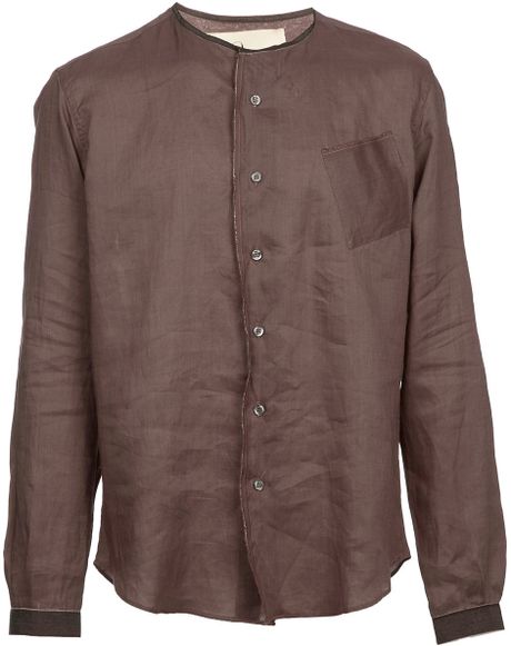 linen collarless shirt mens