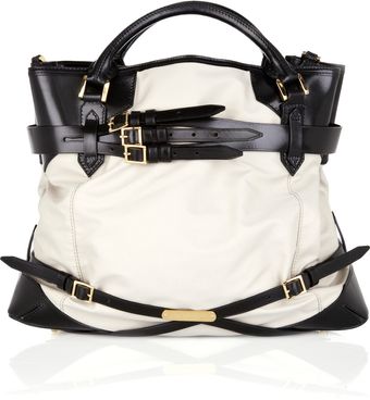 Burberry Leather-trimmed Cotton Tote - Lyst
