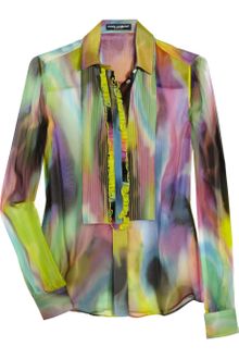Dolce & Gabbana Sheer Printed Silk Blouse - Lyst
