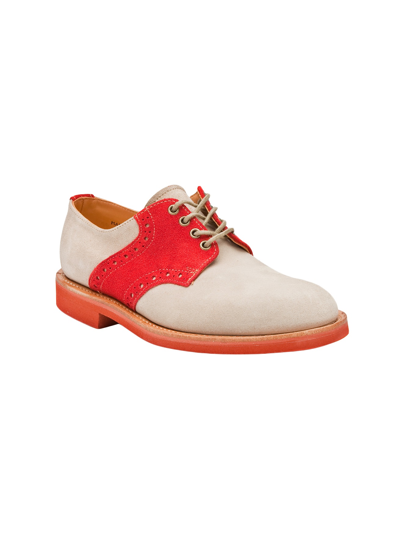 G H Bass Co Suede Saddle Shoes In Beige Red Lyst