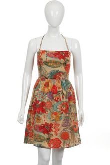 French Connection Womens Vogue Garden Halter Neck Dress Multi Beige - Lyst