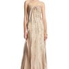 Oscar De La Renta Strapless Gown with Rosette in Gold - Lyst