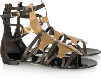 Roberto Cavalli Patent-leather Gladiator Sandals - Lyst