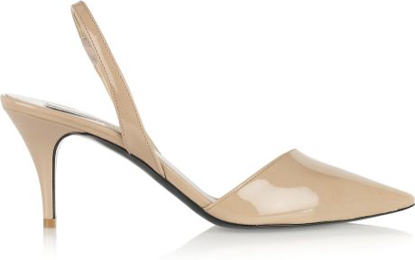nude patent leather slingbacks
