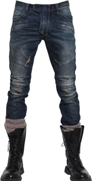  17cm Distressed Denim Biker Jeans 