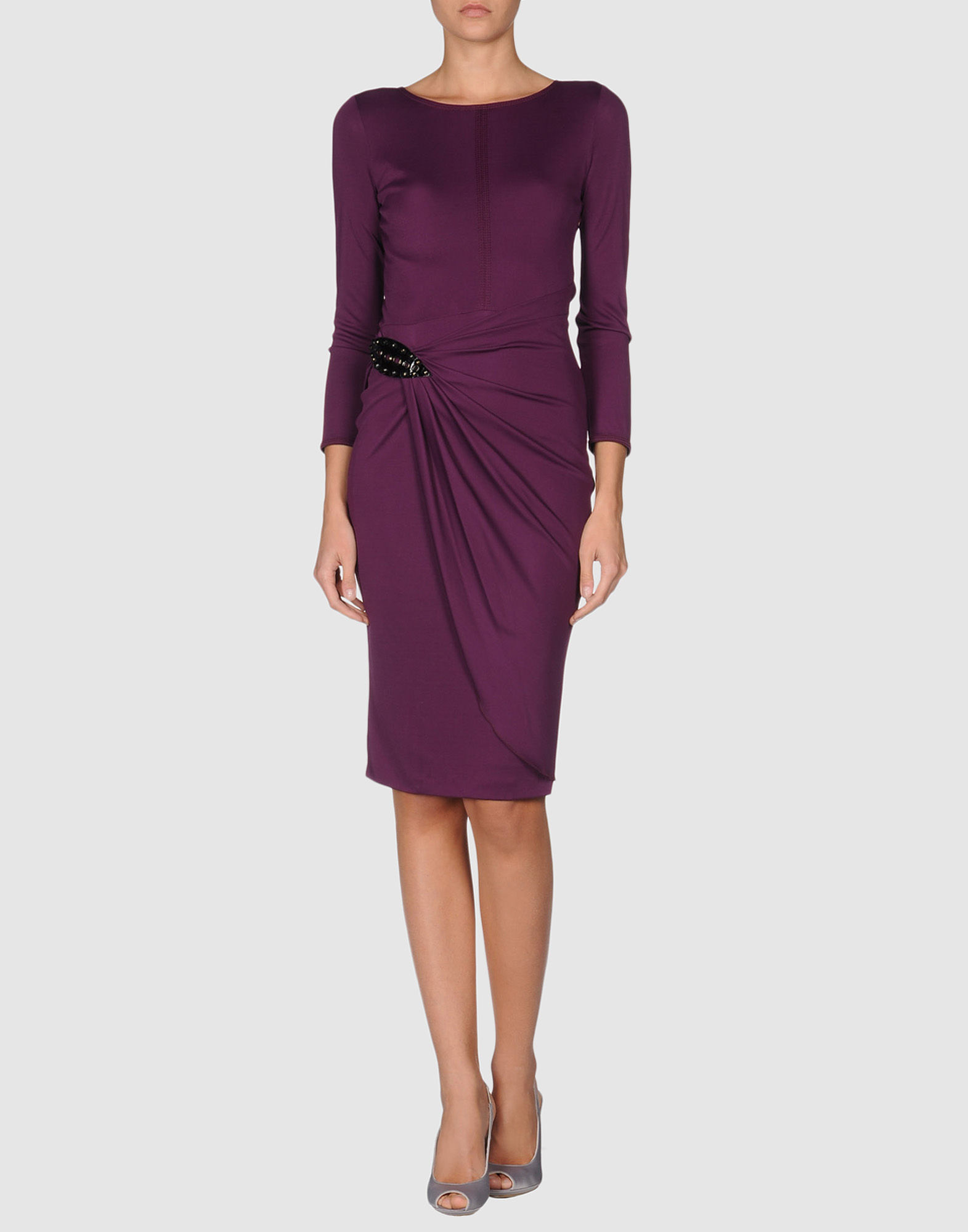 purple long sleeve gown