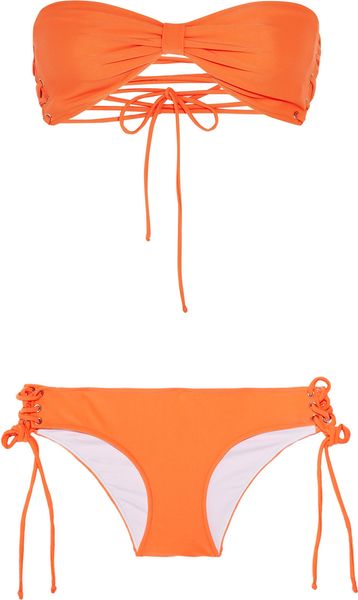 Shimmi Nicole Laceup Bandeau Bikini in Orange - Lyst