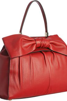 Valentino Red Pleated Leather Bow Detail Shoulder Bag - Lyst
