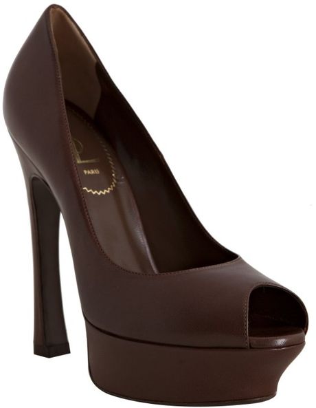 dark brown platform pumps