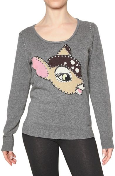Beayukmui Studded Bambi Cashmere Knit Sweater in Gray (grey) - Lyst