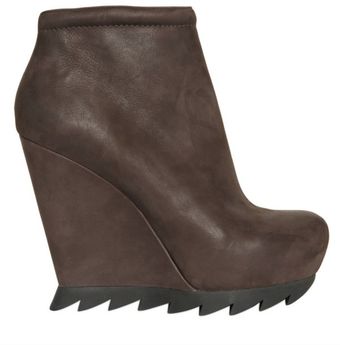  120mm Calfskin Ankle Boot Wedges 