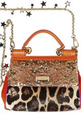 Dolce & Gabbana Sequin & Leopard Print Ponyskin Bag