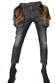 DSquared2 Kenny Twist with Racoon Fur Jeans - Lyst