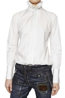 DSquared2 Ruffled Cotton Poplin Shirt - Lyst
