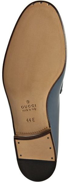 Gucci Light Blue Leather Webstripe Horsebit Loafers in Blue for Men | Lyst